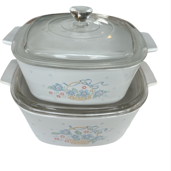 Set of two Vintage CORNING WARE COUNTRY CORNFLOWER 1.5 & 3 Liters CASSEROLE LID - Picture 2 of 11